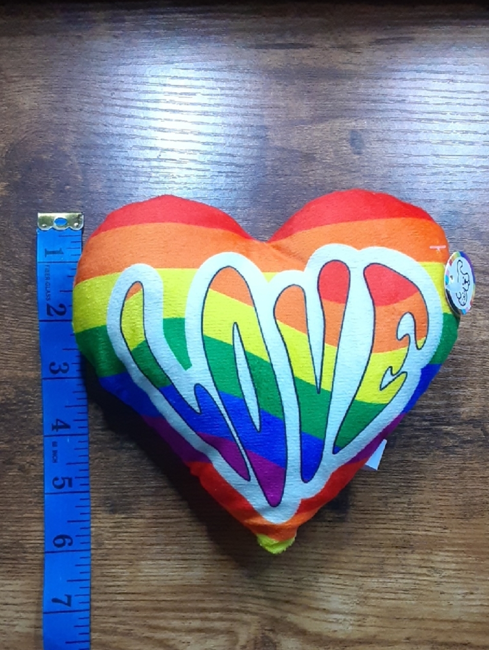 Rainbow Heart Plush Squeaky Dog Toy